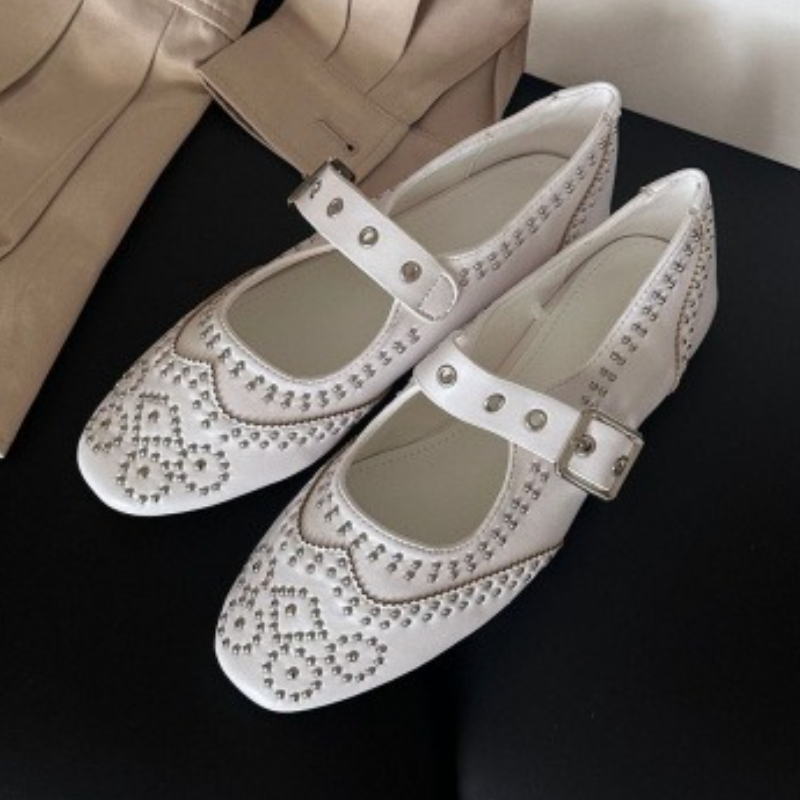 Women Shoes Elegant - Retro rebite fivela design apartamentos feminino