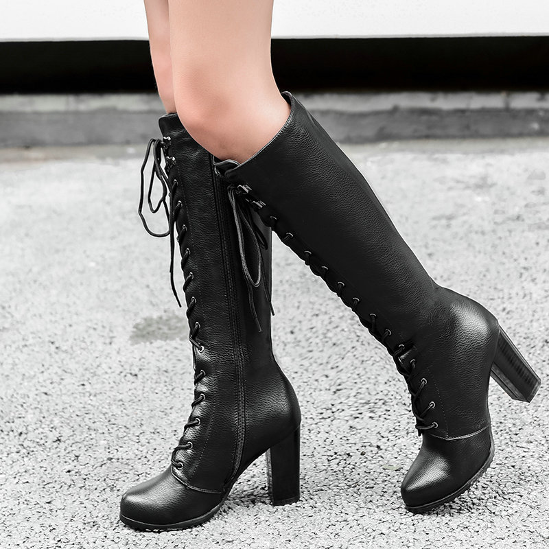Sock Boot Women - Botas femininas de salto alto grosso