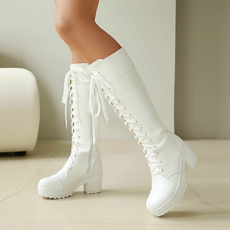 Knee High Boots Women - Botas de combate femininas até o