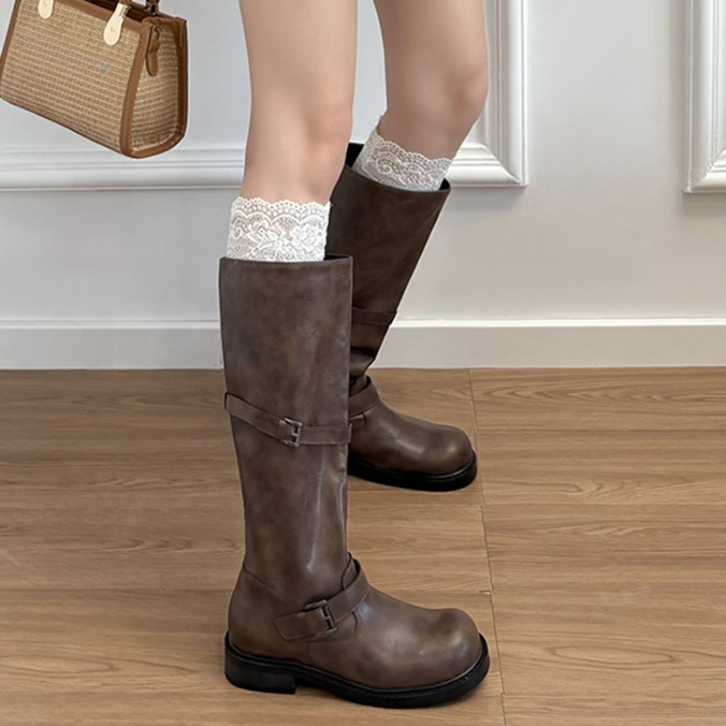 Vintage fivela de cinto femini - Knee High Boots Women avaliação e preço