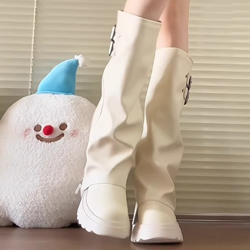 Estilo punk emenda fundo gross - Knee High Boots Women avaliação e preço