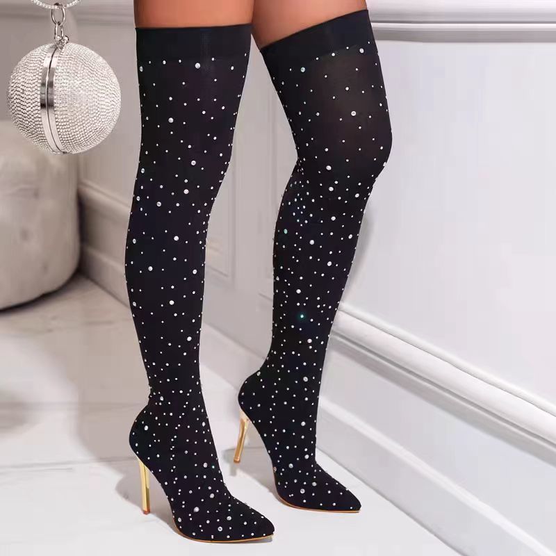 Strass perna fina estiramento  - Sock Boot Women avaliação e preço
