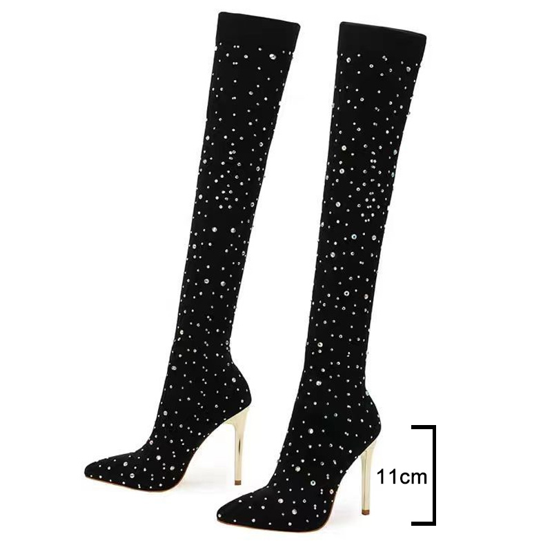 Strass perna fina estiramento  - Sock Boot Women avaliação e preço