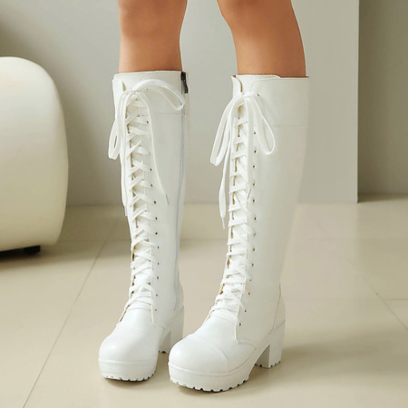 Botas de combate femininas até - Knee High Boots Women avaliação e preço